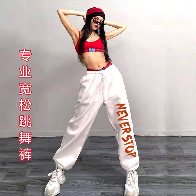 Drawstring Sports Pants Women Pants European American Style Loose Casual Hip-hop Jazz Trousers Student High Waiste Thin Trousers