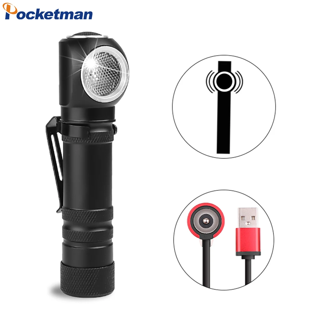 Magnetic USB Charging Flashlight XHP50 LED Flashlight Rechargeable with Built-in 18650 Battery 12 Lens Waterproof Head Torch