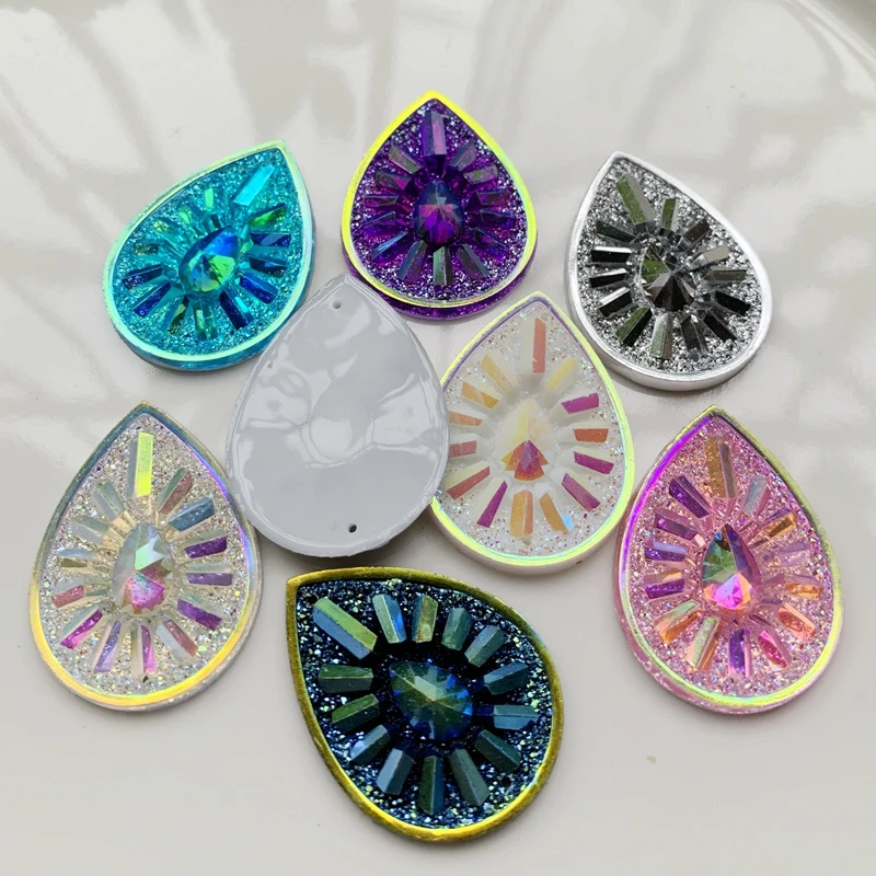 DIY Jewelry Make Resin Rhinestone Drop Shaped Resin Flat Back Native Earring Accessories 8pcs/lot