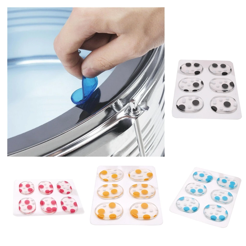 6 Pcs Transparent Drum Dampening Damper Gel Gum Pads Tone Control Set Reuseable