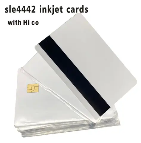 50pcs Hi Co Magnetic strip Card with SLE4442 Inkjet Composite Card for epson Canon inkjet Printer contact smart card