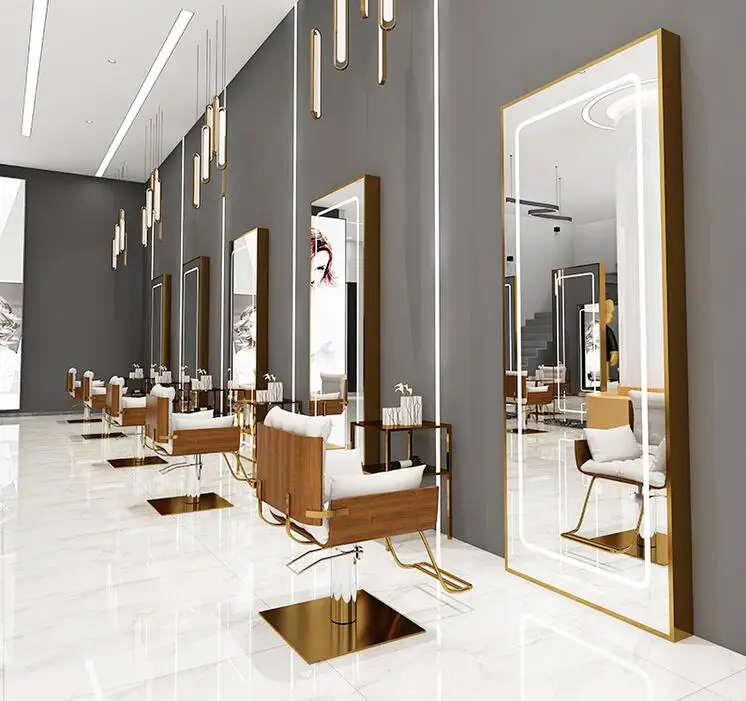 Barbershop mirror web celebrity simple floor-to-ceiling mirror cabinet wall wall hair salon mirror dedicated fashion