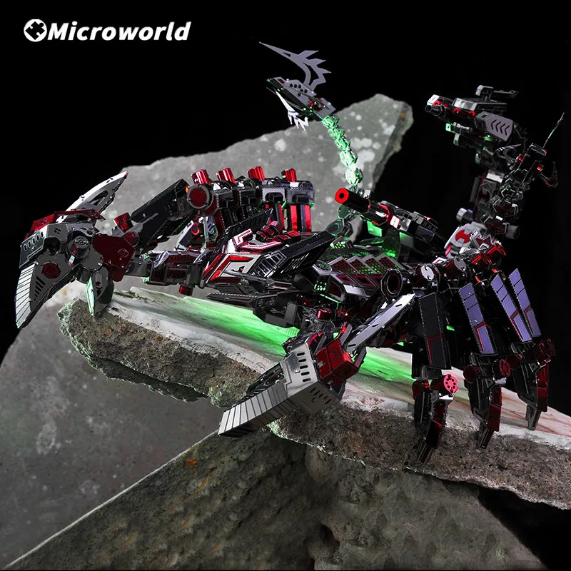 Microworld 3D 금속 동물 퍼즐, 붉은 악마 전갈 모델 키트, DIY 데스크탑 장식 직소 장난감, 성인용 생일 선물