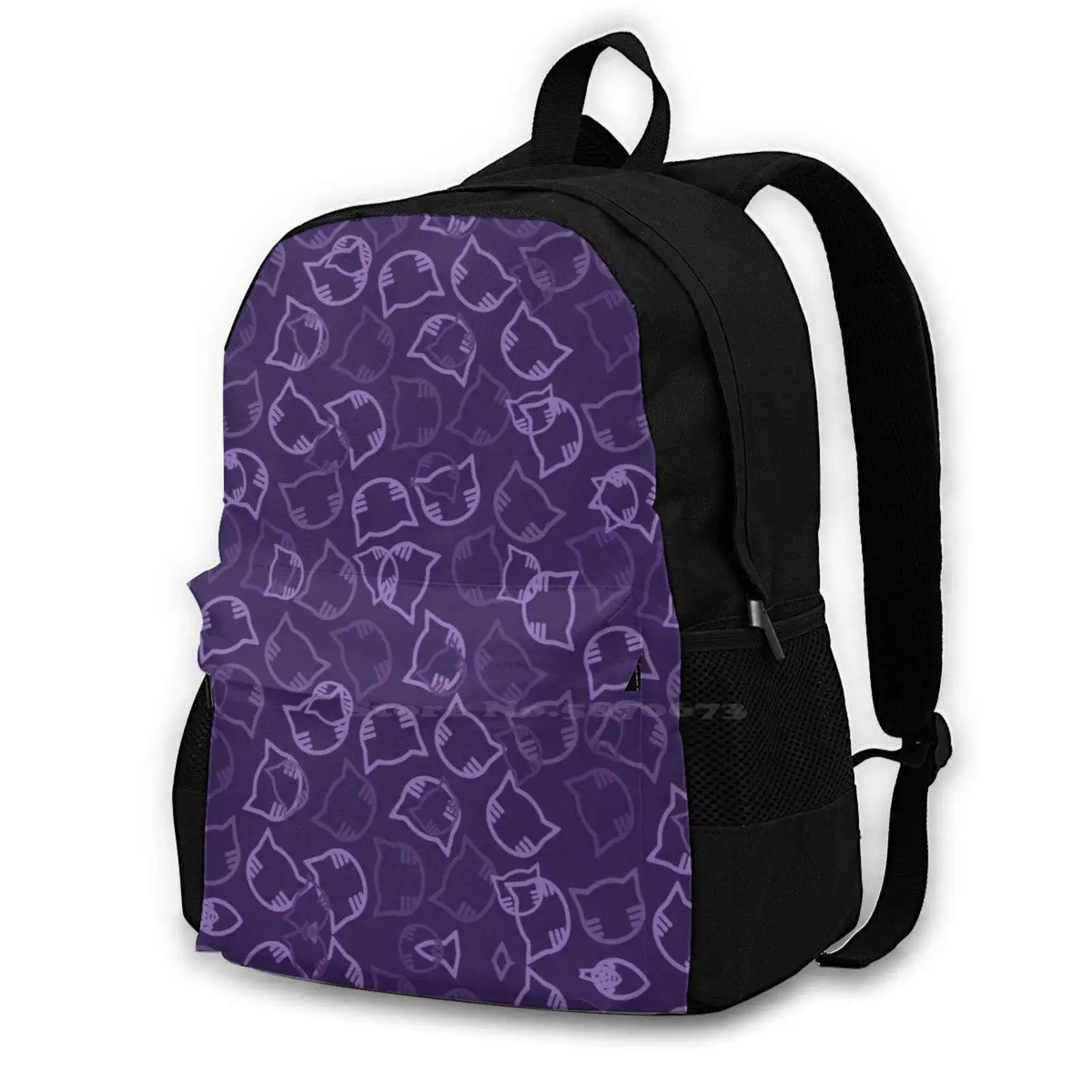 Purple Kitty Mask School Bag para criança, Mochila de Grande Capacidade, Laptop, 15 Polegada, Kapchi Hydro Curtain, Vara de Cobertura Facial