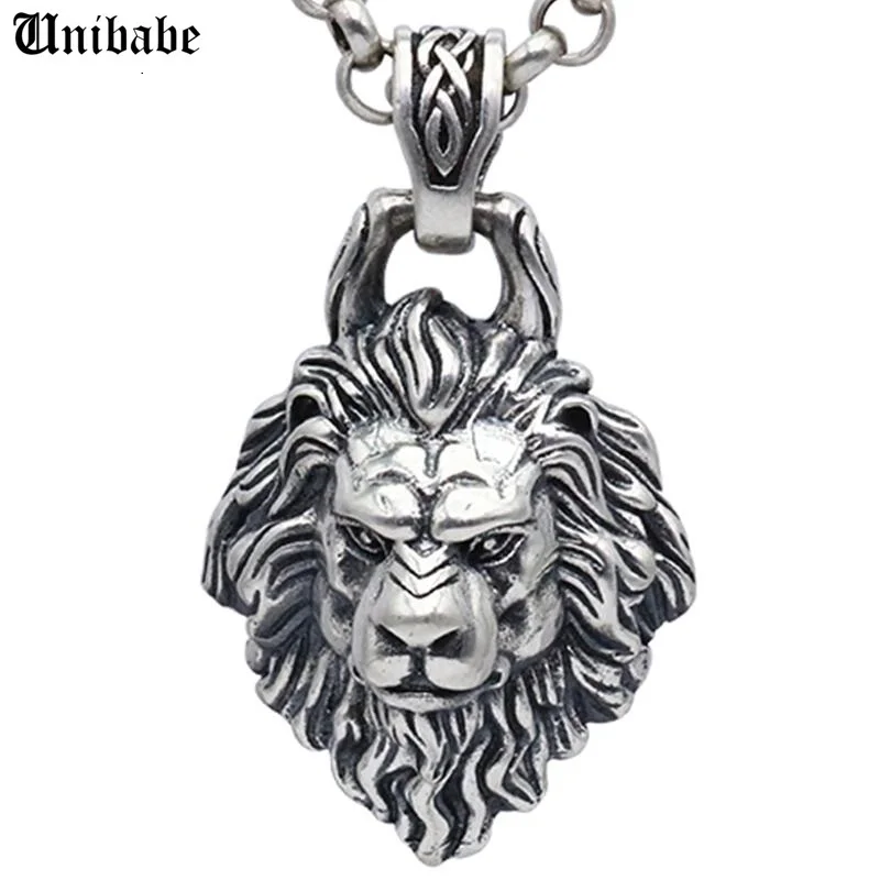 Unibabe Pure Silver Lion Tiger Pendant S925 Sterling Silver Pendant  Jewelry Fashion Tiger Lion Head Pendant Man Male