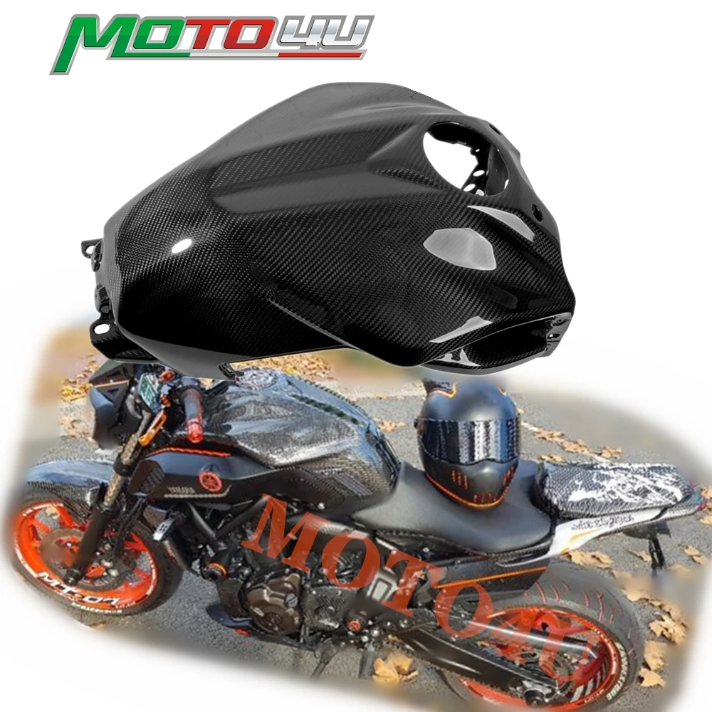 Real Carbon Fiber Full Tank Cover (One piece version) Gloss 100% Twill Weave For Yamaha MT07 MT-07 MT 07 2018 2019 2020