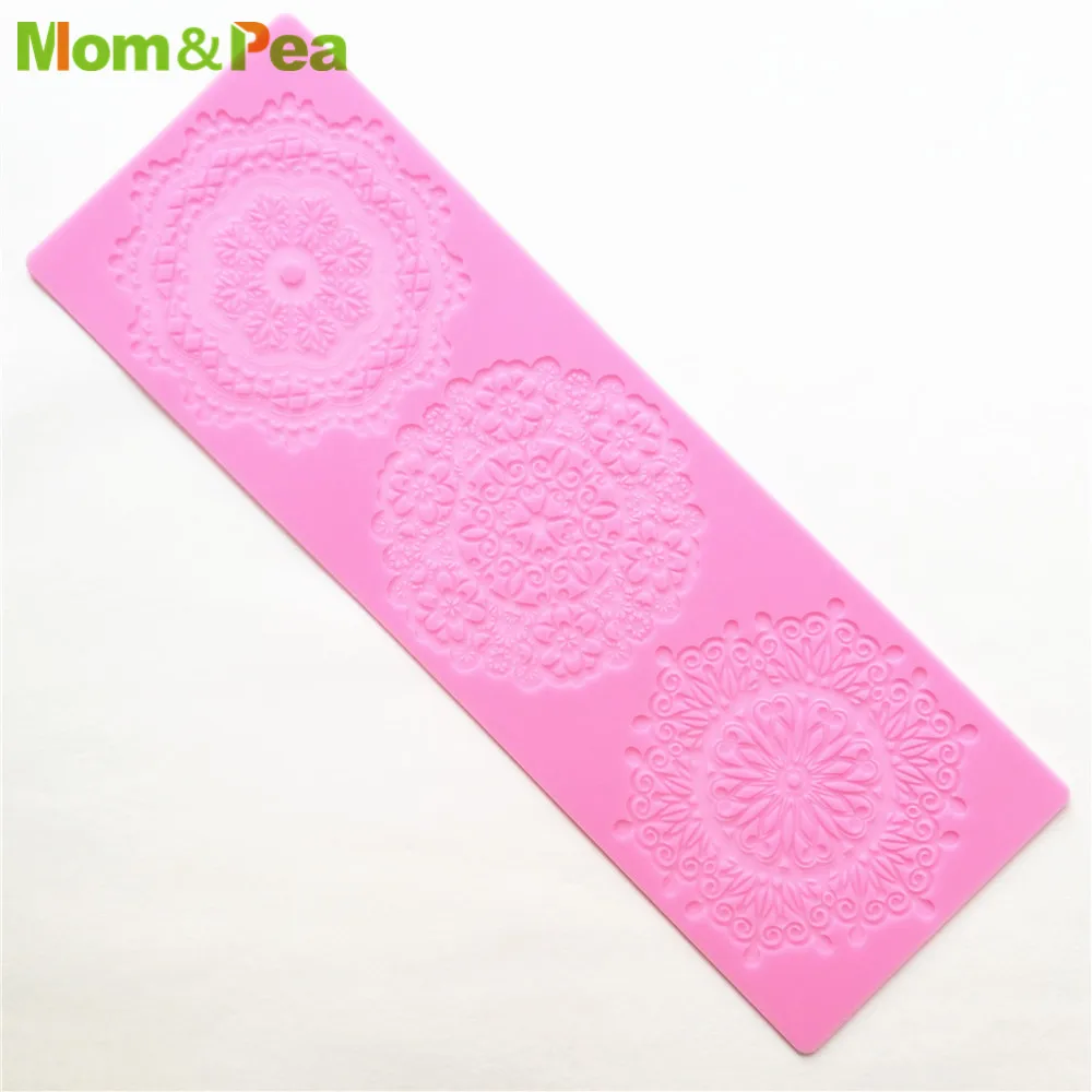 Mom & Pea-Cake 3D Lace Pad Mold, Decoração Do Bolo, Fondant Mold, Food Grade Silicone Mold, GX307-17