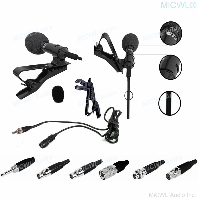 

MiCWL T60 Best Tie Clip-On Lavalier Microphone For Sennheiser Shure AKG Audio-Technica MiPro Samson Wireless System 2m Cable