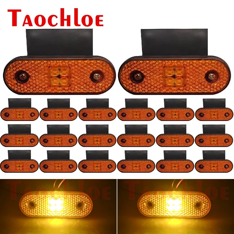 

20Pcs Trailer LED Lighting Clearance Lights Truck Side Lights 24V Turn Signal Lamp Van Lorry Amber Side Markers