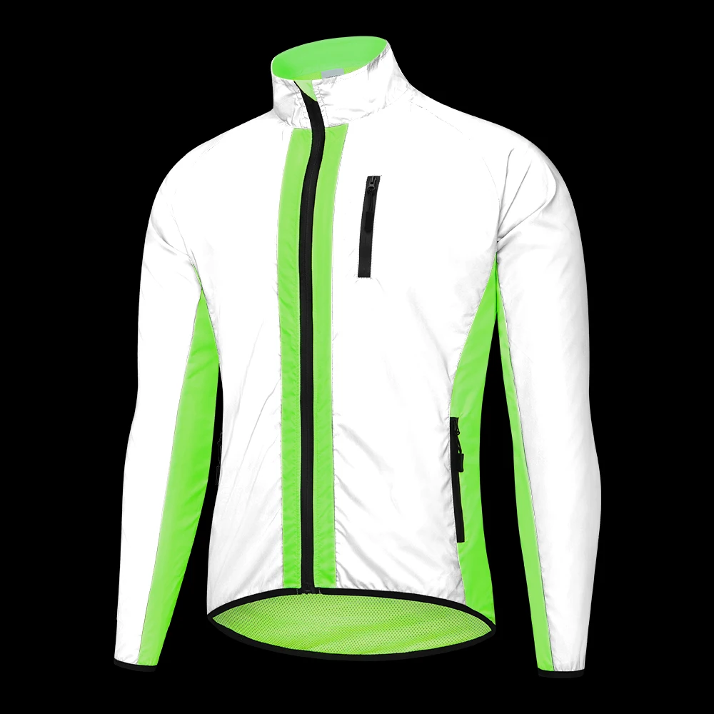 WOSAWE High Visibility Cycling Jacket Windproof Night Glowing Running Waterproof Reflective Bike Jacket Men Winter Windbreaker