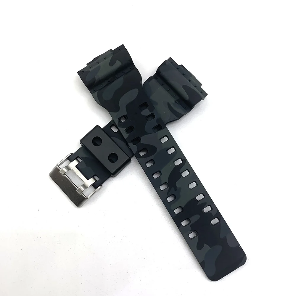 Rubber Watch Strap For  G Shock Replacement Black Camouflage Sport Waterproof Watchbands Accessories 16mm Watch Belt