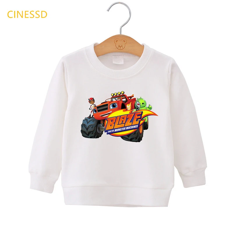 

Children's Clothes Winter Cartoon Blaze And Monster Sweatshirts Boys Long Sleeve Top Kids Pullover Plus Velvet Fleece Jumper