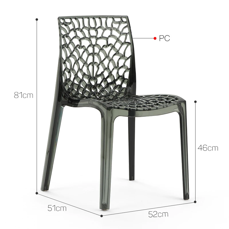 Silla de comedor de acrílico de estilo nórdico para adultos, asiento trasero moderno, simple, de plástico, de lujo, transparente