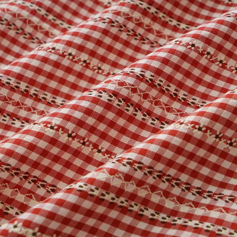 Tela lisa tejida clásica a rayas rojas para vestido y camisa de niña, accesorios hechos a mano, manualidades, 45x145cm, TJ1173