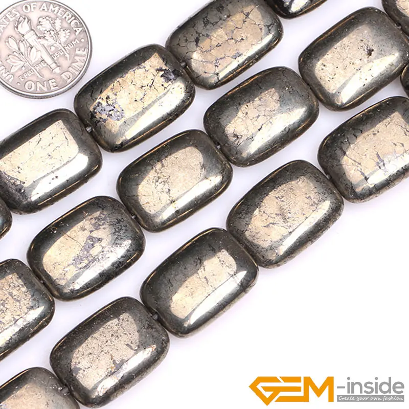 Natural Stone Pyrite Rectangle Beads For Jewelry Making DIY Loose Bracelet Necklace Strand 15 inch