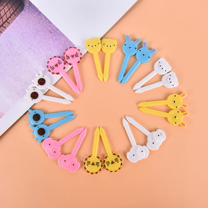 

10pcs/set Animal Farm Fruit Fork Mini Cartoon Children Snack Cake Dessert Pick Toothpick Bento Lunches Party Decoration