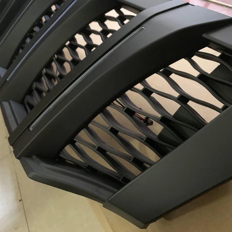 FRONT RACING GRILLS BUMPERS MASK GILL WITH LED DRL ACCESSORIES ABS MATTE BLACKG RILLE FIT FOR NISSAN NAVAR NP300 2015-2017 CAR