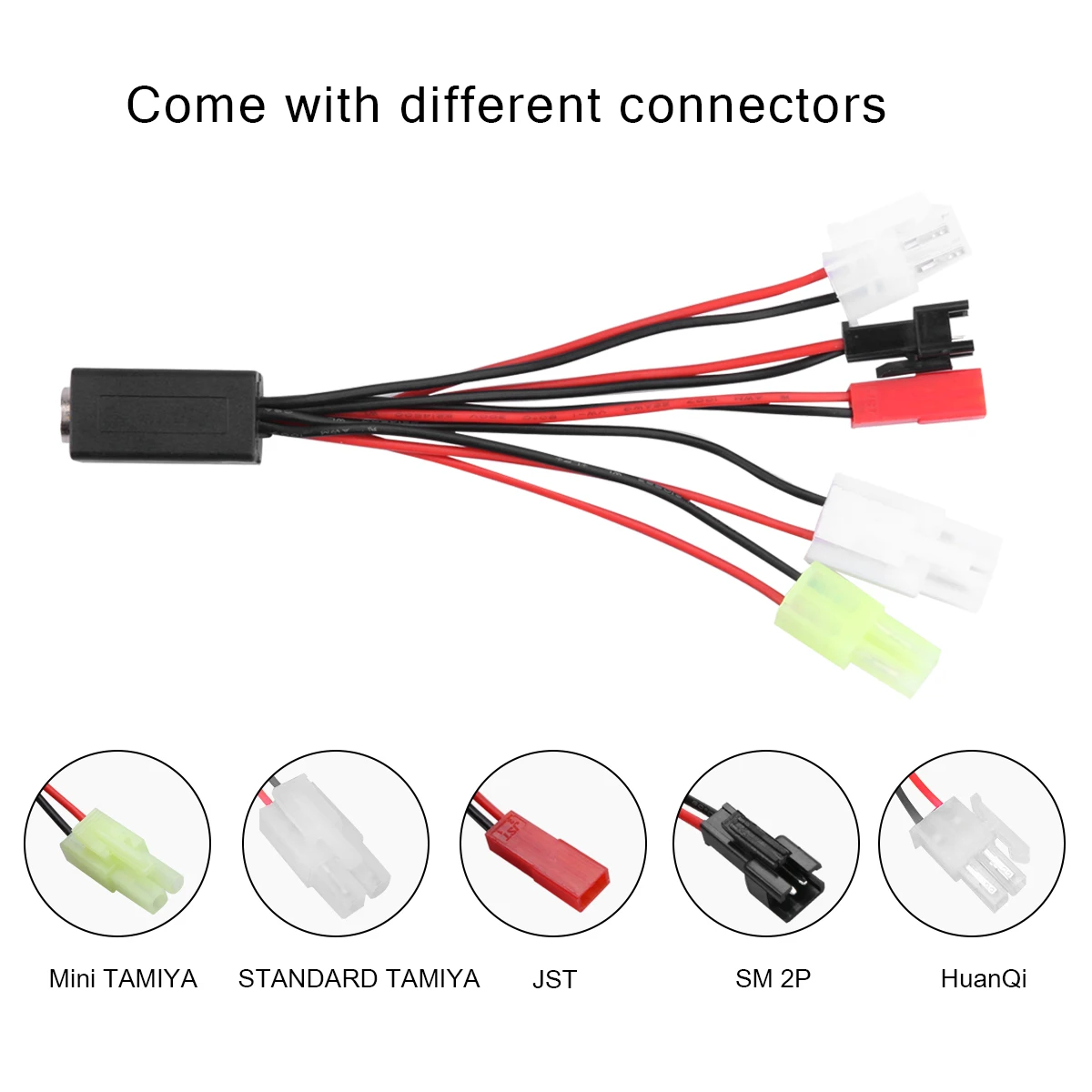 Nimh Nicd شاحن RC مهايئ شاحن مع 6 موصلات Tamiya/MiniTamiya/SM 2P/JST/HuanQi/FUTABA لبطارية Nimh/Nicd 2-10s