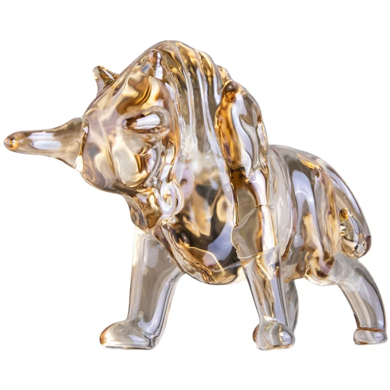 Beatiful Champagne Crystal Bull Figurine Art Glass Animal Ornament Statues Souvenir Sculpture Home Office Decor Gift For Dad/Boy