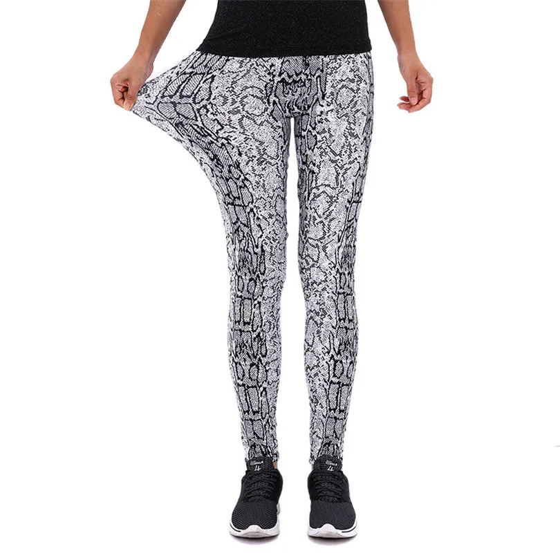 VISNXGI-Leggings con estampado de serpiente para mujer, pantalones deportivos de cintura alta para entrenamiento, Push Up, hasta el tobillo, fondo a