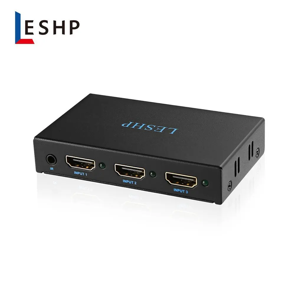 Leshp preto portátil plug and play baixo consumo de energia 4k switcher 1 em 2 para fora dois portas 1.4v divisor caixa hub