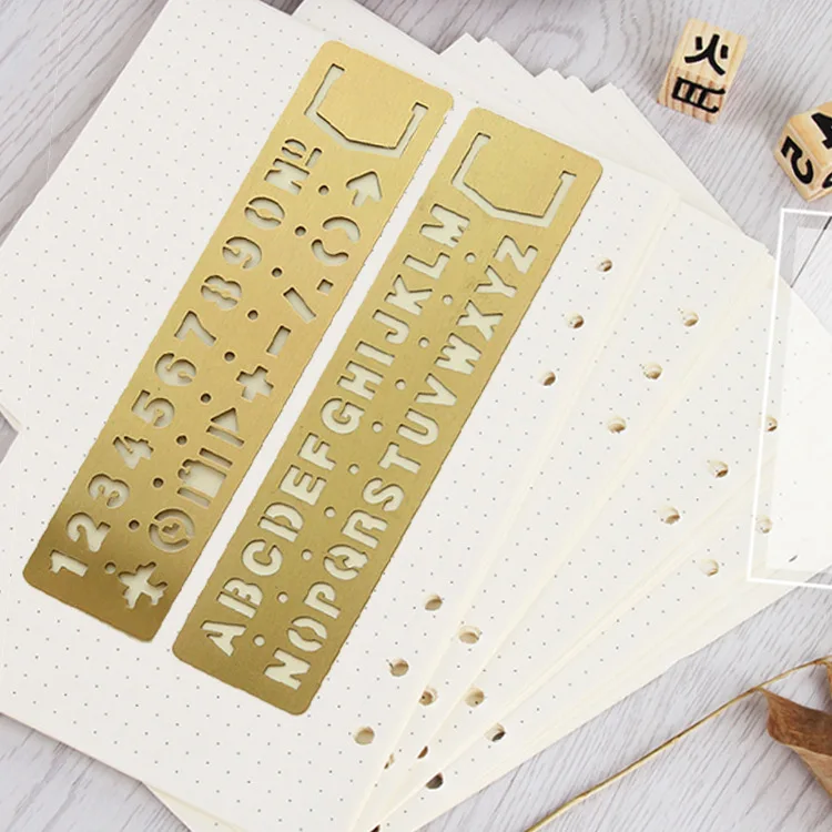 Creative Brass Multifunction Ruler Bookmark Letters and Numbers Template Painting Tools Kids Gifts Stationery School Supplies