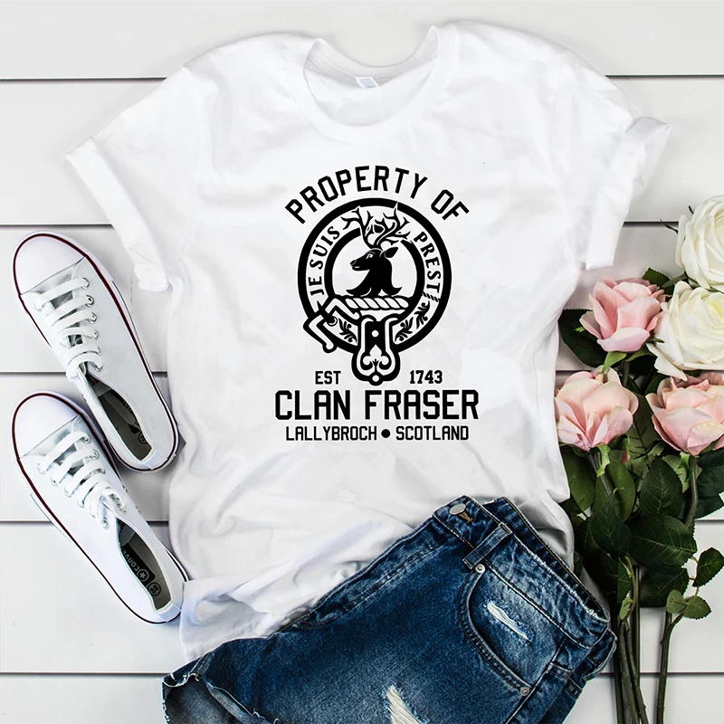 Property of Clan Foster Women T-Shirts Outlander Book Series Shirt Jamie Fraser Sassenach Shirts Vintage Tee Tv Shows Casual Top