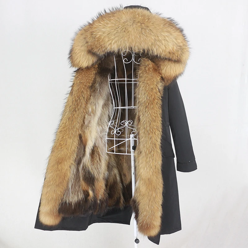 

MENINA BONITA X-long Waterproof Parka Winter Jacket Women Real Fur Coat Natural Raccoon Fur Hood Fox Fur Detachable Streetwear