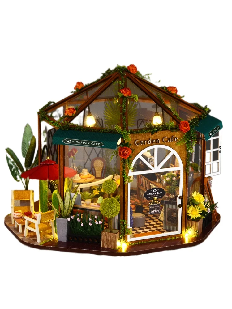 

CY Cute Room DIY Cottage Flower Room Coffee Handmade Assembled Model Small House Creative