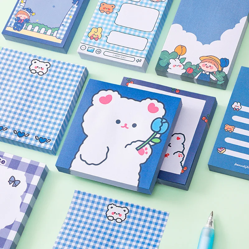 50 Sheets Bear Square Memo Pad Sticky Notes Memo Notebook Stationery Tearable Leave A Message Note Paper School Supplies