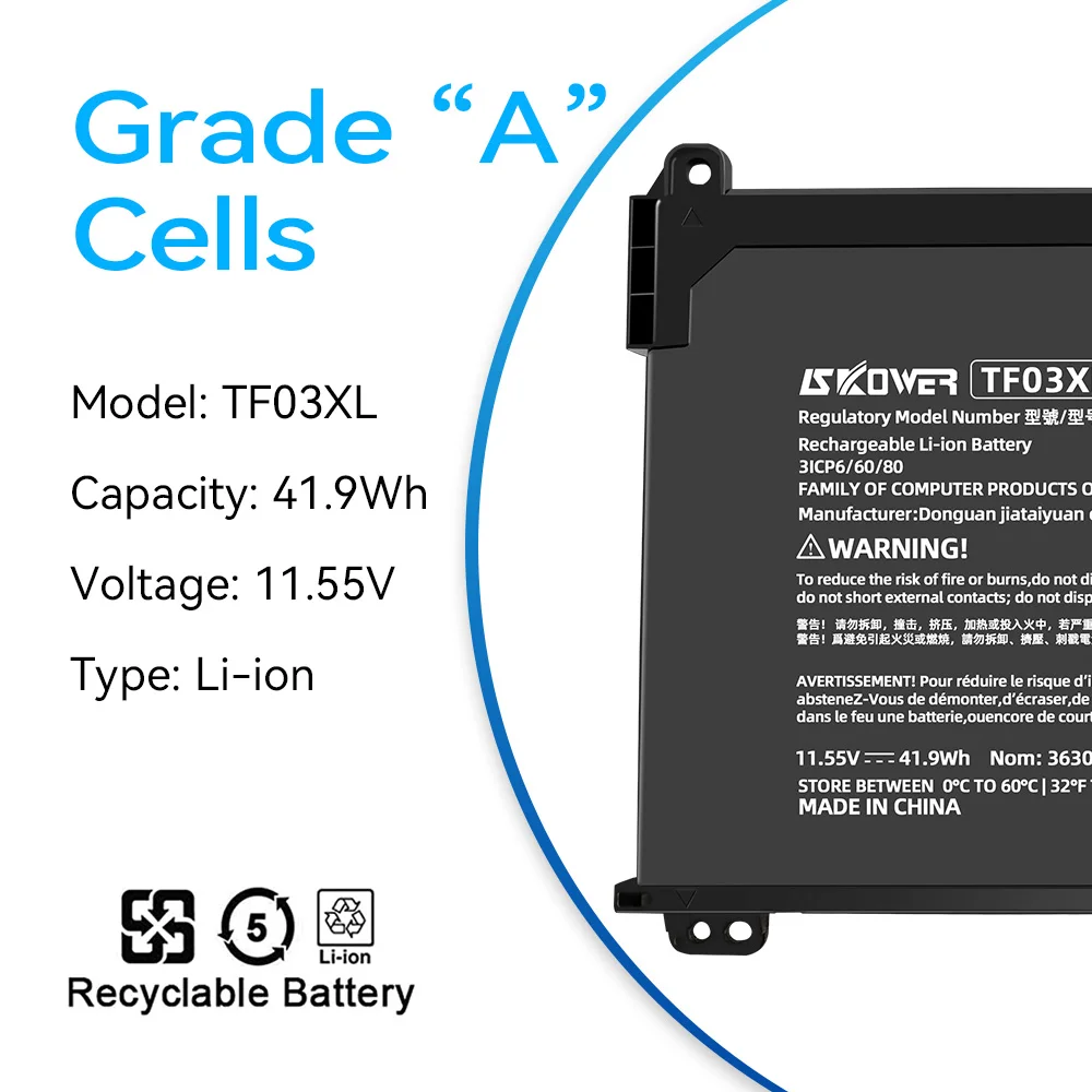 SKOWER 41.9Wh TF03XL بطارية كمبيوتر محمول ل HP جناح 14-bf033TX 14-bf038TX 15-CC563ST HSTNN-LB7X TPN-Q188 15-CC 14-BF سلسلة