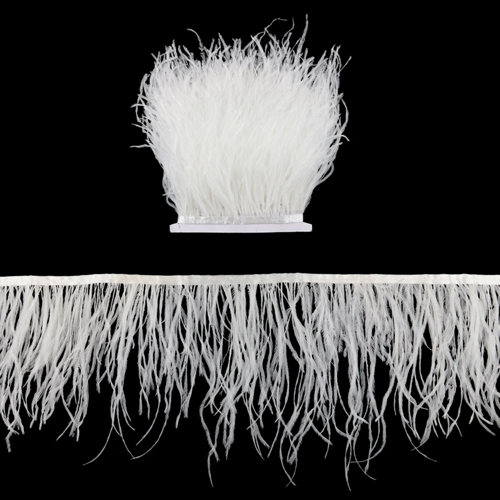 10-15CM Natural Ostrich Feather Trim Decor Ribboni 10 meters Soft Ostrich feathers Trimming for Dress Sewing plumas decorativas