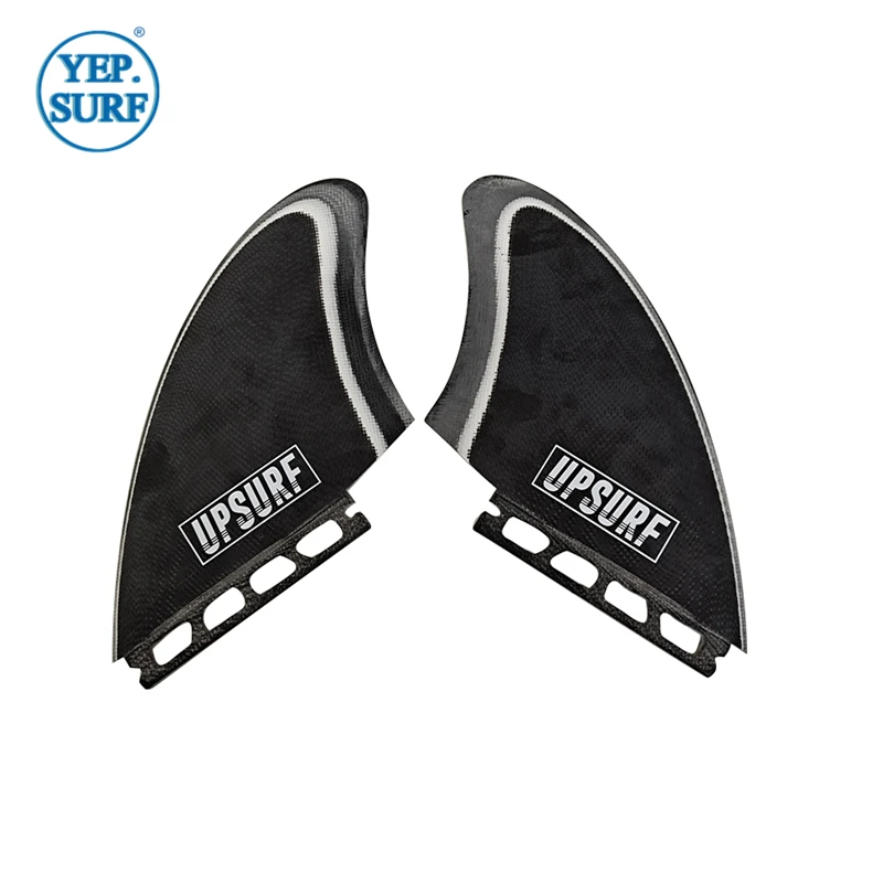 Surf Fins with Double Tabs, Single Keel Fins, White and Black Color, Fiberglass Twin Fins Set, Sell in Surfing, KEEL