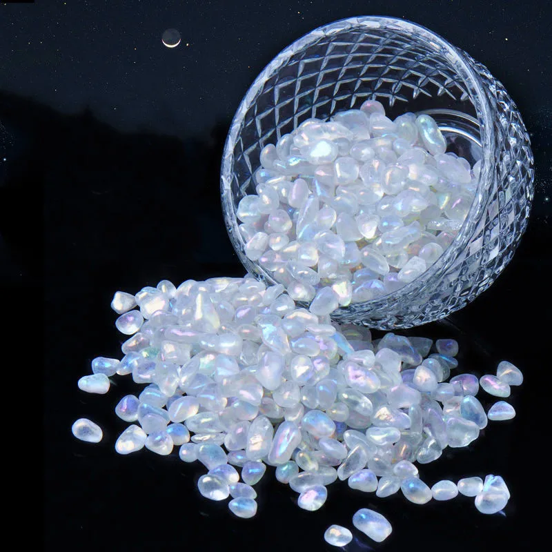 100g Small Natural Crystal Moonstone Crushed Stone Particles Ornaments Home Fish Tank Landscaping Gravel Handmade DIY Decoration