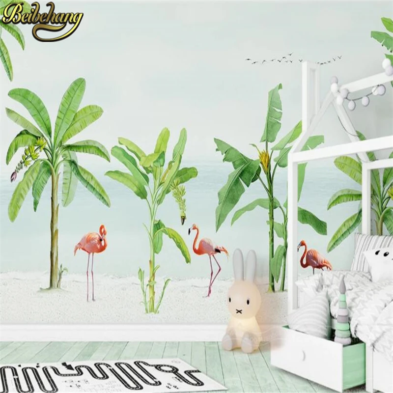 

beibehang Custom Photo Wallpaper 3D Mural Green Coconut Tree Tropical Plant Stereo Oil Painting Background Wall papel de parede