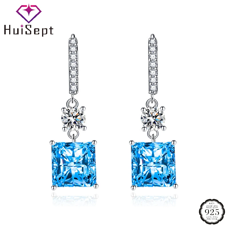 

HuiSept Fashion Women Earrings 925 Silver Jewelry with Zircon Gemstone Drop Earrings Accessories for Wedding Party Promise Gift