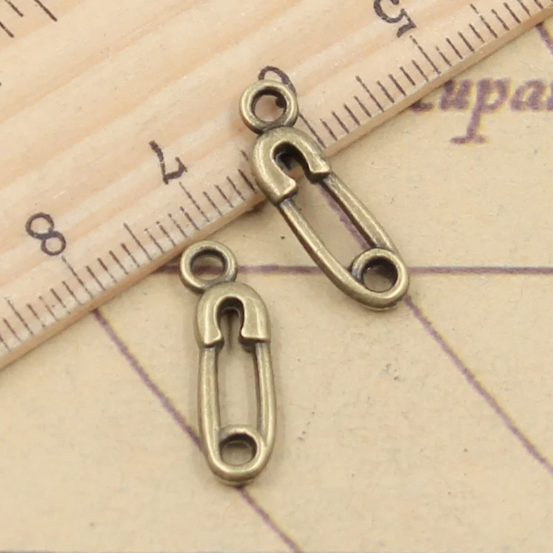 30pcs Charms Safety Pin Baby Diaper 19x6mm Tibetan Bronze Silver Color Pendants Antique Jewelry Making DIY Handmade Craft