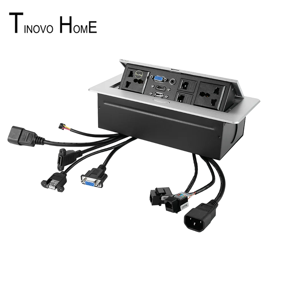 Presa universale da tavolo/presa da tavolo pop-up/USB dual network RJ45 3.5 presa per scatola di informazioni audio/lega di zinco