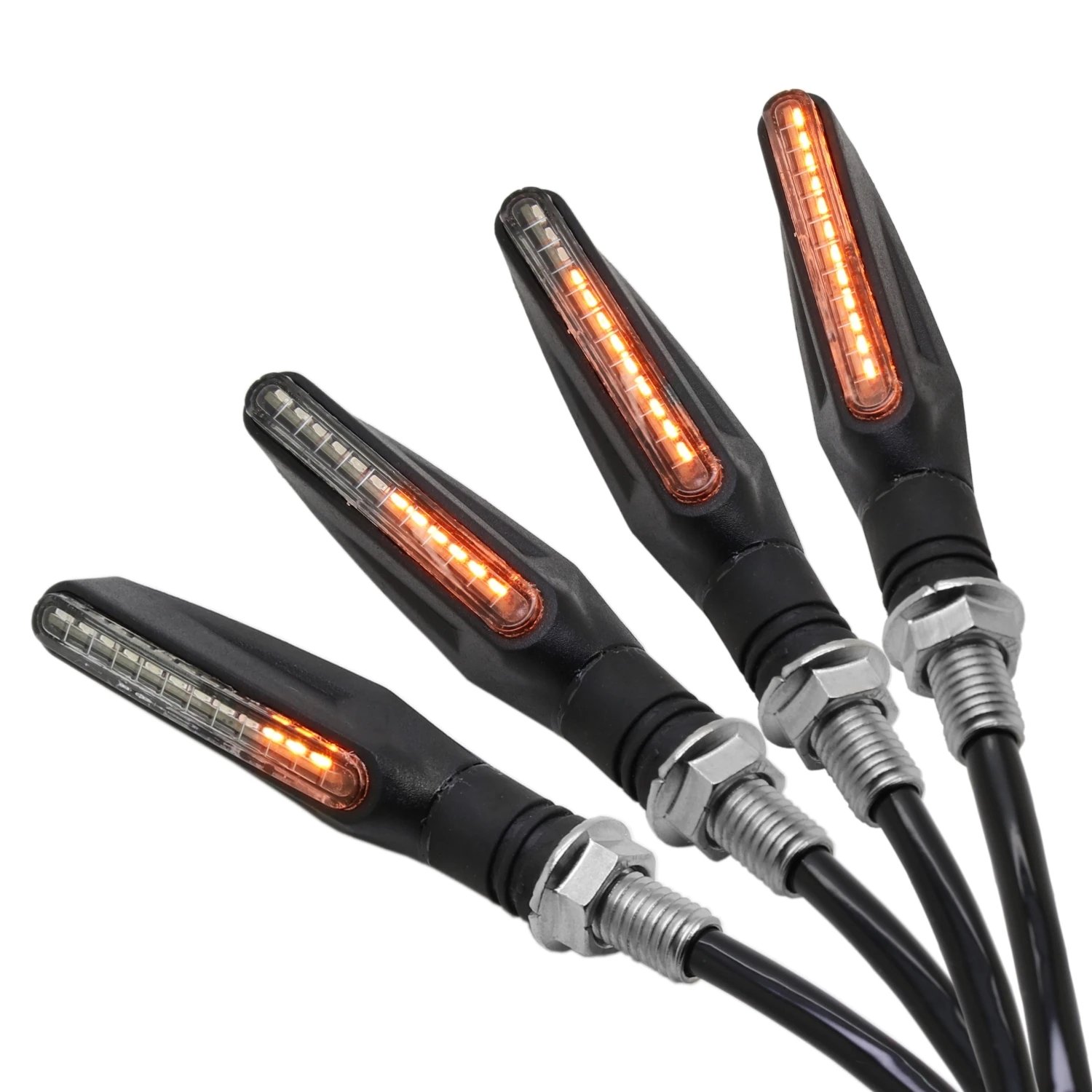 24LED Motorcycle Turn Signals Light DRL daytime Runing Tail Flasher Flowing Water Blinker Motor High Bright Amber Indicator