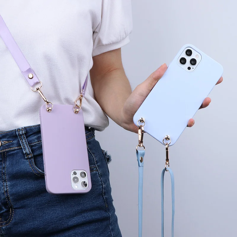 Strap Cord Candy Case For OPPO Find X5 Lite Reno 15F 14F 13F 12F Realme 14 Pro Plus C85 C61 C63 Silicone Lanyard Necklace Cover