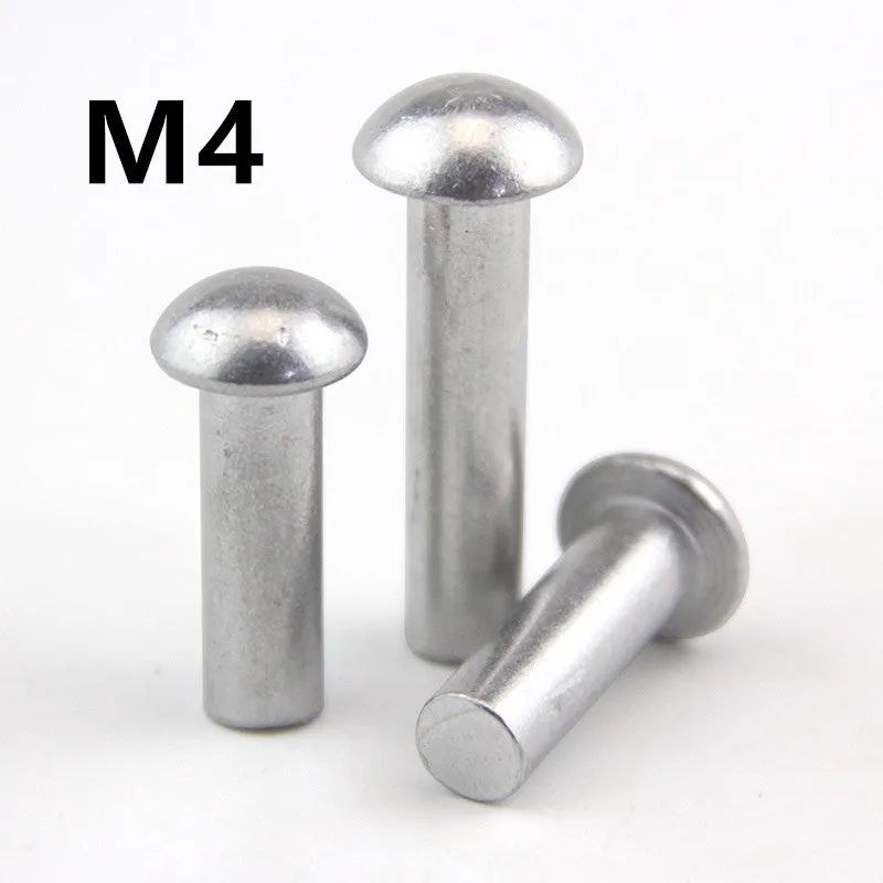 

200pcs/lot M4x6/8/10/12/16/20/25mm GB867 Aluminum Solid Round Head Rivet Alloy Self-plugging Rivet