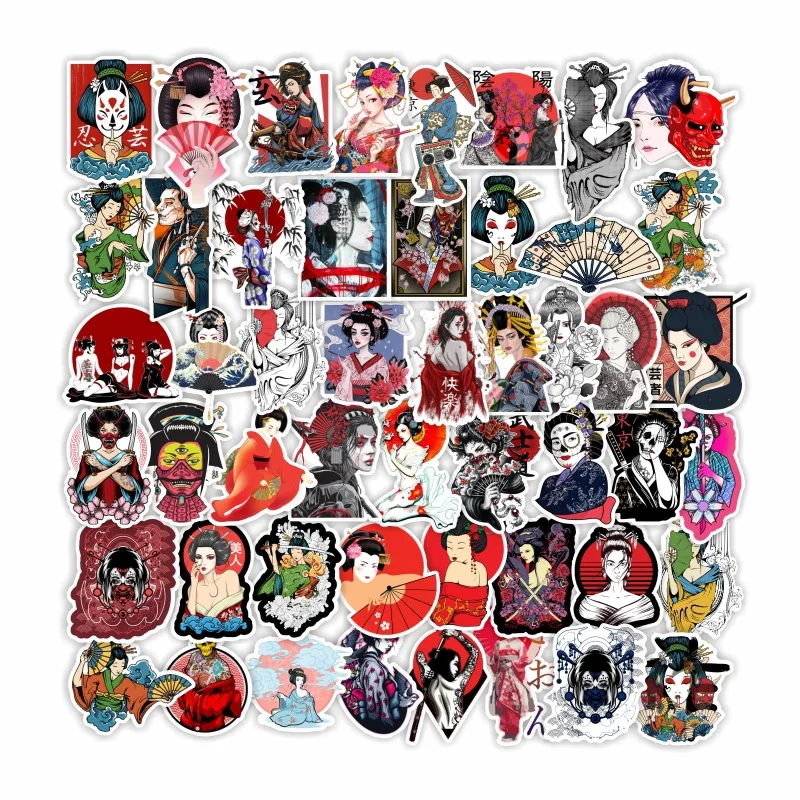 10/30/50Pcs Japanese Geisha Stickers Waterproof Decal Laptop Motorcycle Luggage Snowboard Fridge Car Pegatinas