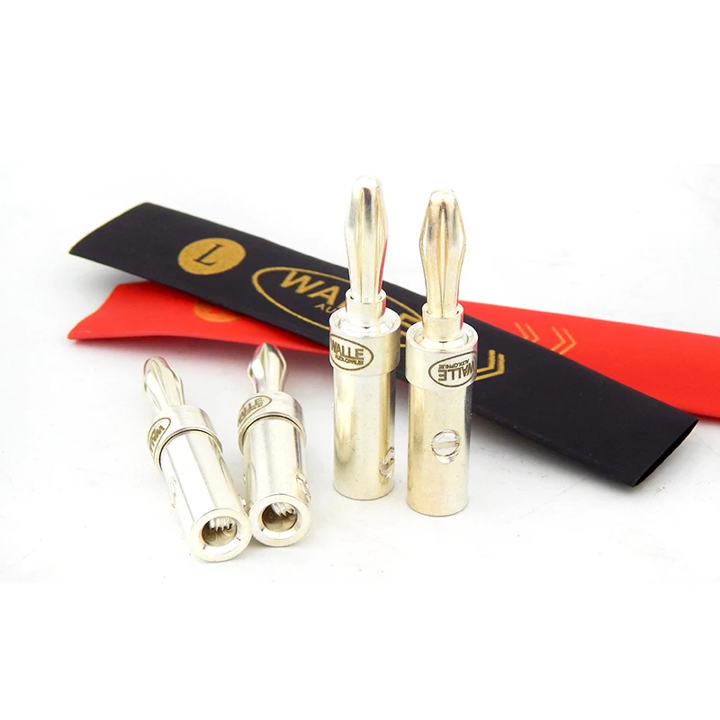 4pcs Rhodium Plating Copper Banana Speaker Plug Connector Adapter For HiFi Audio Amplifiers Horn Wire Banana Connectors