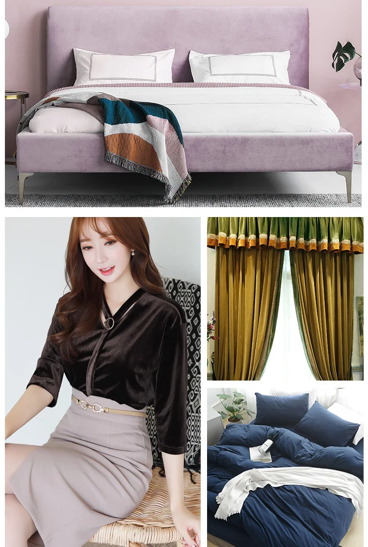 Thickness: 0.7 mm Velvet Fabric Solid Sofa Pillow Cloth Handmade Velvet Plush Fabric Gold Velvet Sewing Anime Fabric By Meter