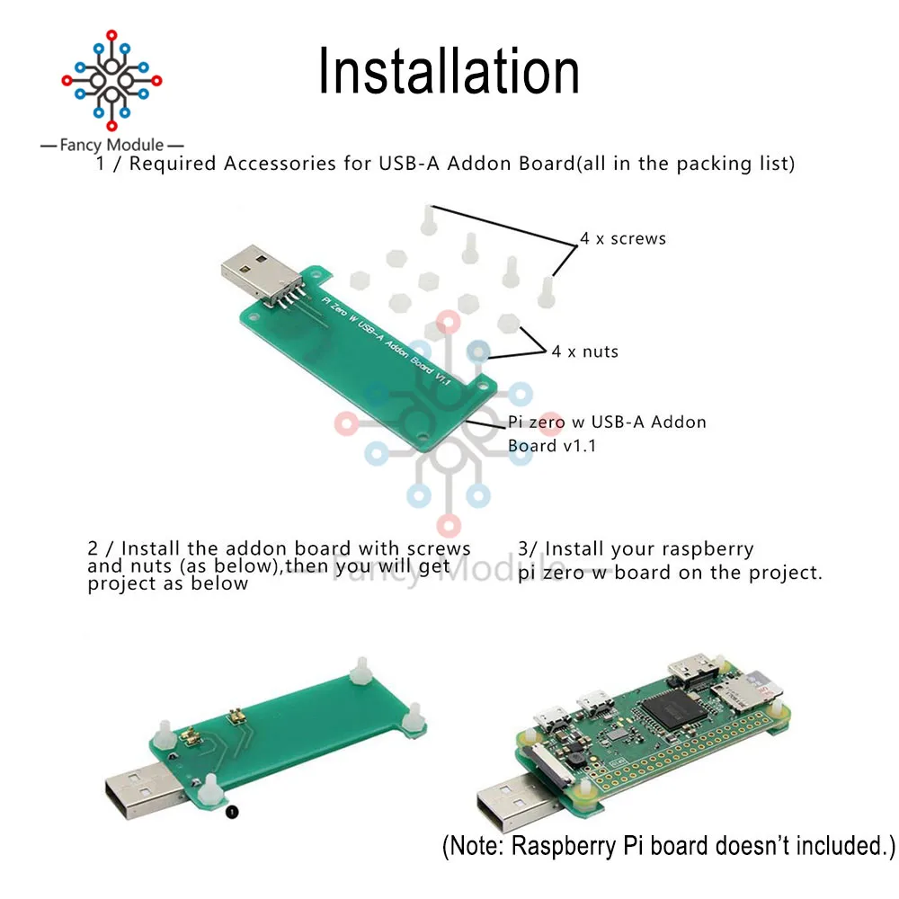 diymore Raspberry Pi Zero W USB-A Addon Board V1.1 for Raspberry Pi Zero Raspberry Pi Zero W