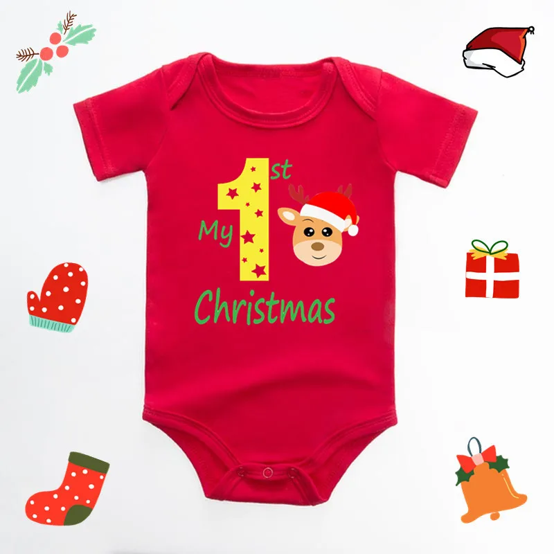 My First Christmas Baby Bodysuit Infant Baby Red 100% Cotton Christmas Romper Toddler Boys Girls New Year Clothes Drop Shipping