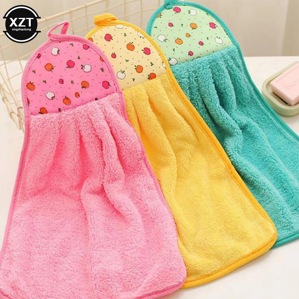 Coral Velvet Bathroom Supplies Soft Hand Towel Absorbent Cloth Dishcloths Hanging Cloth Kitchen Accessories 30*38cm