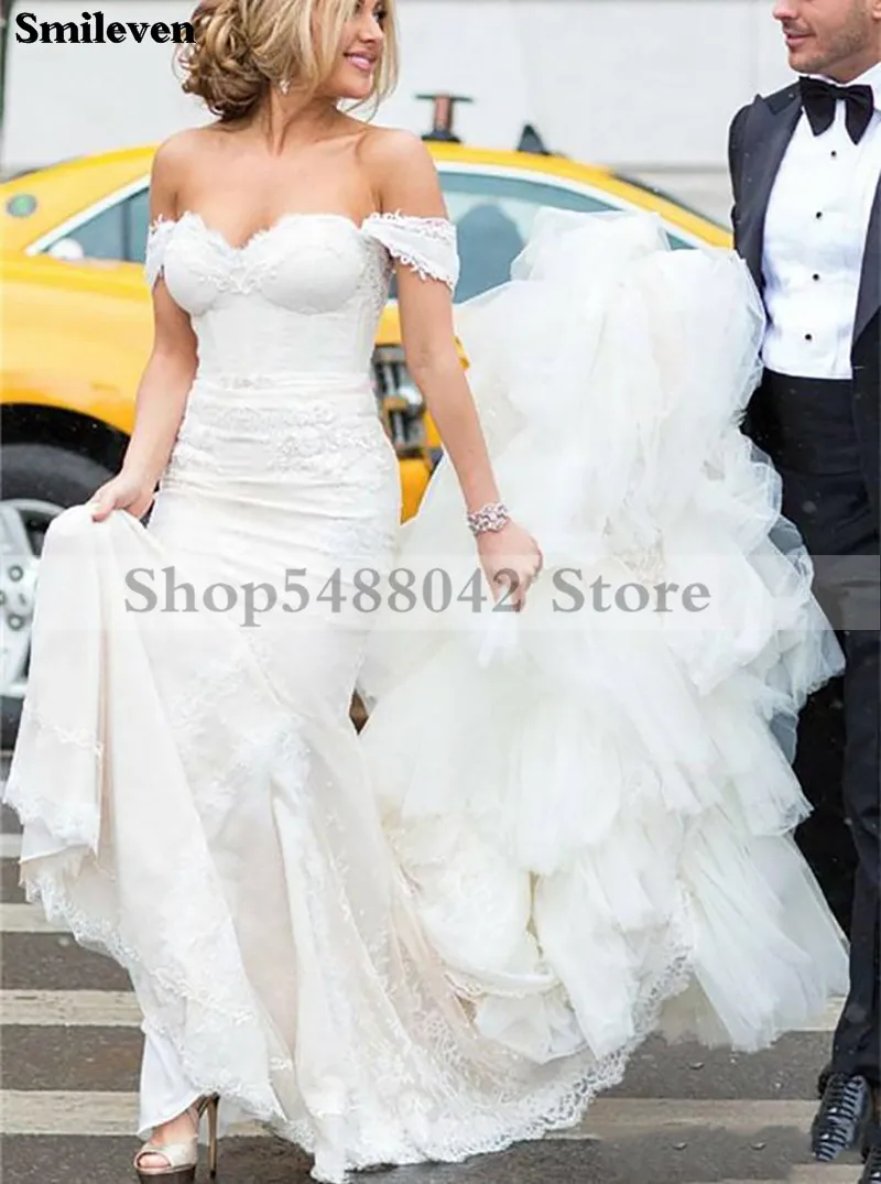 Robe De mariée en dentelle modèle sirène, sans bretelles, robe De mariée princesse