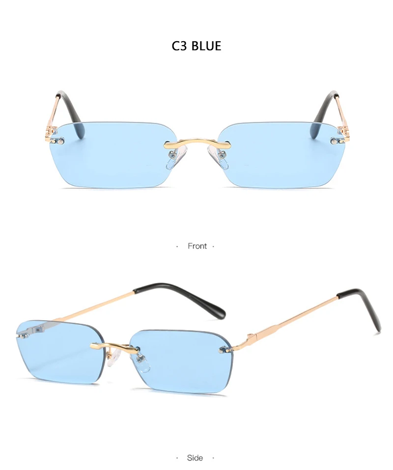 Mode Randlose Sonnenbrille Männer Frauen Klassische Leichte Sonnenbrille Für Männliche Luxus Rechteck Rahmenlose Brillen UV400 – Detail 11