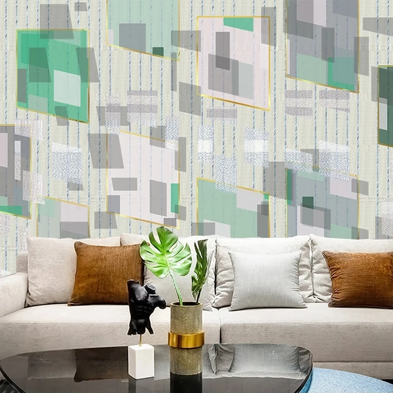 Custom 3D Mural Wallpaper Nordic Abstract Art Color Block Geometric Lines Wall Paper Sticker For Living Room Home Improvement